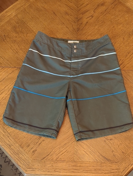 Old Navy Other - Old Navy Olive Green Board Shorts with Blue & White Stripes Swimsuit Swim Trunks